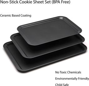 img 2 attached to 🍪 NEUVA Non-Stick Cookie and Baking Sheets Set of 3 – Oven Safe up to 450 Degrees, Non-Stick Coated Steel Pans with Large, Medium, and Small Sizes