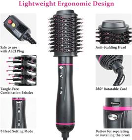 img 2 attached to 💁 4-in-1 Hot Air Brush: Professional Hair Dryer, Curler, Straightener, and Volumizer, with Negative Ion Technology