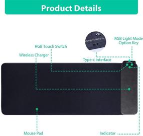 img 3 attached to 🖱️ Мышь для игр FutureCharger RGB с беспроводной зарядкой - большой расширенный коврик для ноутбука/офиса/дома, с антискользящей основой - черный - 31.49x11.81 дюймов