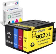 🖨️ hotcolor 962xl ink cartridges combo pack 3ja03an 3ja00an 3ja01an 3ja02an for hp officejet pro 9015 9010 9025 9018 9020 ink (1 black, 1 cyan, 1 magenta, 1 yellow, 4-pack) logo