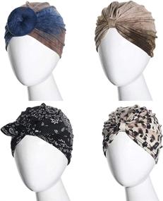 img 4 attached to 🧣 Chic and Comfy Women's Stretch Turban Hats: Printed Hair Scarf Turban Head Wrap with Pre-Twist Style - Ultra Soft, Extra Elastic, and Breathable