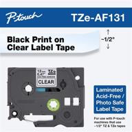 🏷️ brother genuine p-touch tze-mqg35 tape, 1/2-inch wide standard laminated tape, black on clear, indoor/outdoor use, water-resistant, 0.47" x 26.2' (12mm x 5m), tzeaf131 logo