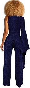 img 3 attached to 💃 Glamorous V Neck Women's Jumpsuits: Stylish Sexy Long Sleeves with Sparkly Belt