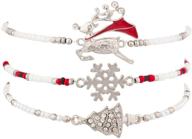 🎄 festive frozen holiday multi bracelet set: lux navajo with reindeer, snowflake & christmas tree charms logo