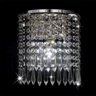 💎 modern crystal wall sconce, chrome flush mount wall lamp with glam finish for bedroom, living room, hallway - indoor 1-light fixture логотип