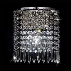 img 4 attached to 💎 Modern Crystal Wall Sconce, Chrome Flush Mount Wall Lamp with Glam Finish for Bedroom, Living Room, Hallway - Indoor 1-Light Fixture