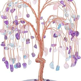 img 1 attached to 🌳 Natural Crystal Gemstone Bonsai Tree - CrystalTears Healing Money Tree - Amethyst Rose Quartz Aquamarine - for Wealth, Good Luck, and Home Decor - 5.5-6.3 Inches