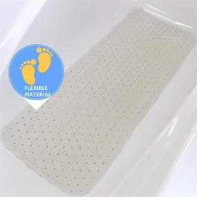 img 3 attached to Safeland XL Non-Slip Bath Mat: 36x14 Inch, TPR Material, Eco-Friendly, Machine Washable, Extra-Soft