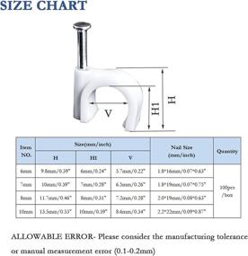 img 3 attached to 🔌 100-Pack White Plastic U Shape Cable Wire Clips with Nails - Circle Cable Clips with Steel Nail for RG6 RG59 CAT5 CAT6 RJ45 - Cable Management (10mm)