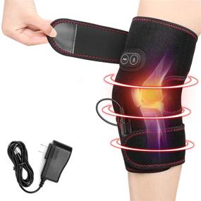 img 4 attached to Heated Knee Brace Wrap with 3 Adjustable Heat and Vibration, Ideal for Arthritis Knee Pain Relief – Massaging Knee Pad with AC Adapter