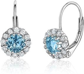 img 4 attached to UNICORNJ Sterling Silver 925 Halo Leverback Earrings for Girls - Simulated Birthstone - 4mm Size