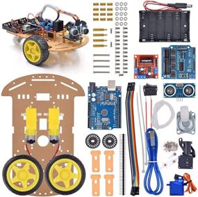 img 4 attached to 🚗 VKmaker Smart Robot Car Chassis Kit with Speed Encoder, Ultrasonic Module, and Battery Box - New Avoidance Tracking Motor System 2WD. Includes Tutorial CD.