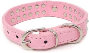 img 1 attached to 💎 Stylish and Sparkly Dog Collar: HONBAY Cute XS 2 Rows Rhinestone Bling Heart Studded Leather Collar for Puppies