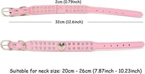 img 3 attached to 💎 Stylish and Sparkly Dog Collar: HONBAY Cute XS 2 Rows Rhinestone Bling Heart Studded Leather Collar for Puppies