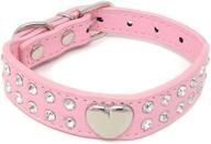 💎 stylish and sparkly dog collar: honbay cute xs 2 rows rhinestone bling heart studded leather collar for puppies logo