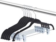 👗 20 pack oika velvet skirt hangers with clips - heavy duty, non-slip, space-saving for trouser, skirts, coat, dresses, tank tops - 360 degree swivel hook (black) - velvet pants hangers логотип