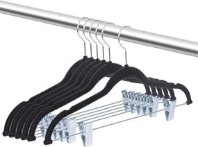 img 1 attached to 👗 20 Pack OIKA Velvet Skirt Hangers with Clips - Heavy Duty, Non-Slip, Space-Saving for Trouser, Skirts, Coat, Dresses, Tank Tops - 360 Degree Swivel Hook (Black) - Velvet Pants Hangers