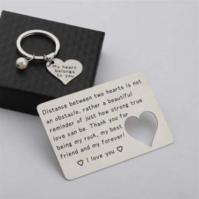 img 1 attached to 💑 FUSTMW Engraved Wallet Inserts Card: The Perfect Long Distance Couples Gift with Metal Wallet Insert and Necklace Couple Matching Set - an Ideal Deployment Gift for Him and Her