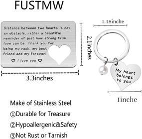 img 2 attached to 💑 FUSTMW Engraved Wallet Inserts Card: The Perfect Long Distance Couples Gift with Metal Wallet Insert and Necklace Couple Matching Set - an Ideal Deployment Gift for Him and Her