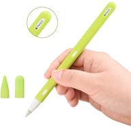 🍏 silicone case sleeve holder grip for apple pencil 2nd generation, protective accessories with nib cover (2-pack), shockproof, anti-scratch - green variant logo