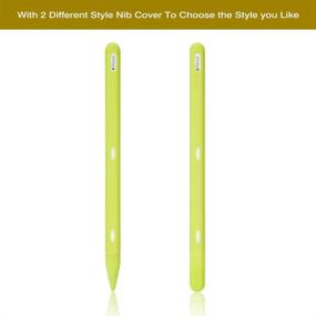 img 1 attached to 🍏 Silicone Case Sleeve Holder Grip for Apple Pencil 2nd Generation, Protective Accessories with Nib Cover (2-Pack), Shockproof, Anti-Scratch - Green Variant