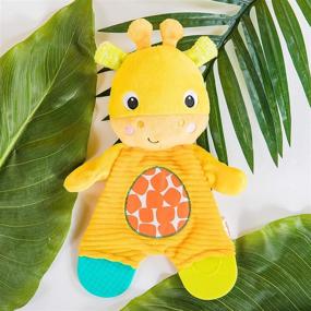 img 1 attached to 🦒 Bright Starts Snuggle Teethe Plush Giraffe Toy for Teething Babies - Crinkle Fabric, Suitable for 0 Months and Up