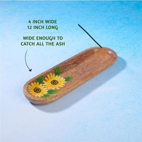 img 1 attached to 🌻 Folkulture Sunflower Incense Holder: Stylish Wooden Ash Catcher for Home Décor, Fire Resistant Mango Wood Incense Tray, Ideal for Incense Sticks