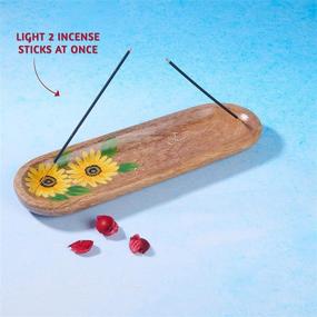 img 2 attached to 🌻 Folkulture Sunflower Incense Holder: Stylish Wooden Ash Catcher for Home Décor, Fire Resistant Mango Wood Incense Tray, Ideal for Incense Sticks