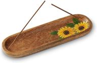 🌻 folkulture sunflower incense holder: stylish wooden ash catcher for home décor, fire resistant mango wood incense tray, ideal for incense sticks logo