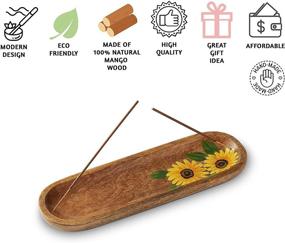 img 3 attached to 🌻 Folkulture Sunflower Incense Holder: Stylish Wooden Ash Catcher for Home Décor, Fire Resistant Mango Wood Incense Tray, Ideal for Incense Sticks