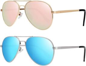 img 4 attached to Polarized Aviator Sunglasses Mirrored Protection
