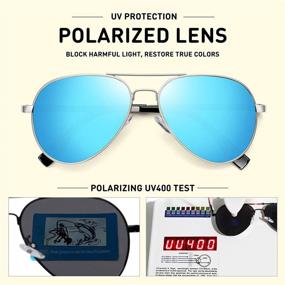 img 2 attached to Polarized Aviator Sunglasses Mirrored Protection