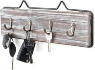 🔑 stylish wall-mounted key hook rack: torched wood & black metal frame by mygift логотип