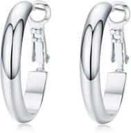 women's chunky hoop earrings – lightweight, 14k gold plated 925 sterling silver post earrings ideal for girls logo