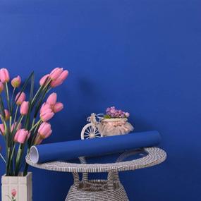 img 2 attached to 🔵 15.7-inch x 394-inch Blue Peel and Stick Wallpaper Contact Paper - Waterproof, Self-Adhesive, Easy to Clean Vinyl Film - Decorative Wallcovering, Furniture, Countertop, Cabinet