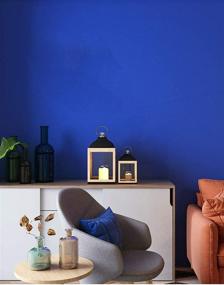 img 1 attached to 🔵 15.7-inch x 394-inch Blue Peel and Stick Wallpaper Contact Paper - Waterproof, Self-Adhesive, Easy to Clean Vinyl Film - Decorative Wallcovering, Furniture, Countertop, Cabinet