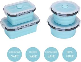 img 3 attached to 🍱 4 Stackable Collapsible Silicone Food Storage Containers with Airtight Lids – BPA Free, Microwave/Freezer/Dishwasher Safe – Includes Vent Valve (350ml & 500ml)