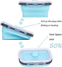 img 2 attached to 🍱 4 Stackable Collapsible Silicone Food Storage Containers with Airtight Lids – BPA Free, Microwave/Freezer/Dishwasher Safe – Includes Vent Valve (350ml & 500ml)