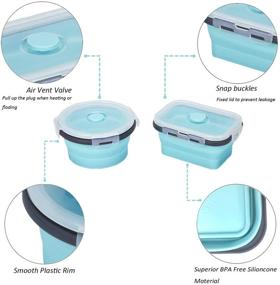 img 1 attached to 🍱 4 Stackable Collapsible Silicone Food Storage Containers with Airtight Lids – BPA Free, Microwave/Freezer/Dishwasher Safe – Includes Vent Valve (350ml & 500ml)