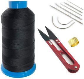 img 3 attached to 🧵 Ninetonine Bonded Nylon Sewing Thread Kit with Curved Needles, Scissors, and Thimble Tools - Black High-Quality Set for Seamstresses