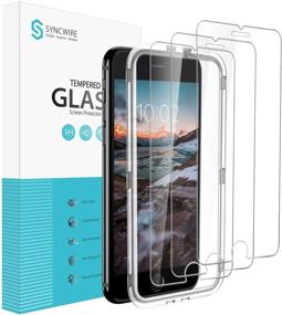 img 4 attached to 📱 Защитное стекло Syncwire 3-Pack для iPhone 8 Plus / 7 Plus - твердость 9H, антипринт, без пузырей, с рамкой для выравнивания экрана и поддержкой 3D-Touch