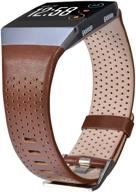 cagos genuine leather straps replacement for fitbit ionic: breathable 📿 and stylish bands for men and women (dark brown, large size) logo