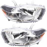 🔦 high-quality headlight replacement headlamp pair specifically designed for toyota highlander 2008-2010 logo