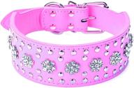 🌸 haoyueer rhinestone dog collar with flower pattern - studded leather, sparkling crystal diamonds, perfect for medium & large dogs logo