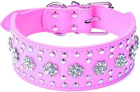 img 4 attached to 🌸 Haoyueer Rhinestone Dog Collar with Flower Pattern - Studded Leather, Sparkling Crystal Diamonds, Perfect for Medium & Large Dogs