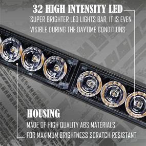 img 2 attached to Yellow/Blue Emergency Strobe Light Bar 36 Inches - 13 Flash Patterns Traffic Advisor Warning Hazard Windshield Safety Lights Bar with Cigar Lighter - Ideal for Police Vehicles, Trucks (32 LED)
