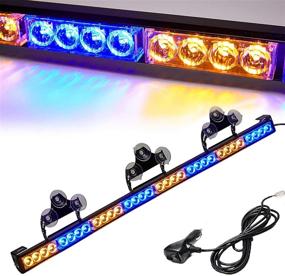 img 4 attached to Yellow/Blue Emergency Strobe Light Bar 36 Inches - 13 Flash Patterns Traffic Advisor Warning Hazard Windshield Safety Lights Bar with Cigar Lighter - Ideal for Police Vehicles, Trucks (32 LED)