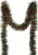 🎄 festive shiny christmas tinsel garland - 50ft, red/green логотип