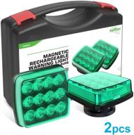 🚨 agrieyes 2pcs wireless emergency strobe lights for trucks and vehicles - rechargeable led beacon lights with super magnetic - 12-24v, plow flashing hazard warning light for tractor, automotive, and boat in green logo