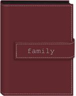 📸 premium pioneer photo album: 36-pocket 5x7 embroidered 'family' strap sewn leatherette cover, mini, burgundy logo